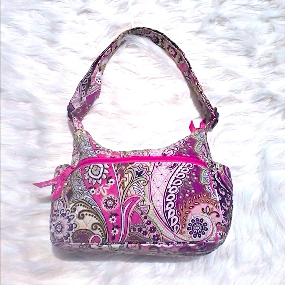 Vera Bradley Pink Purple Green White Paisley Ornate Cloth Handbag Bag Purse